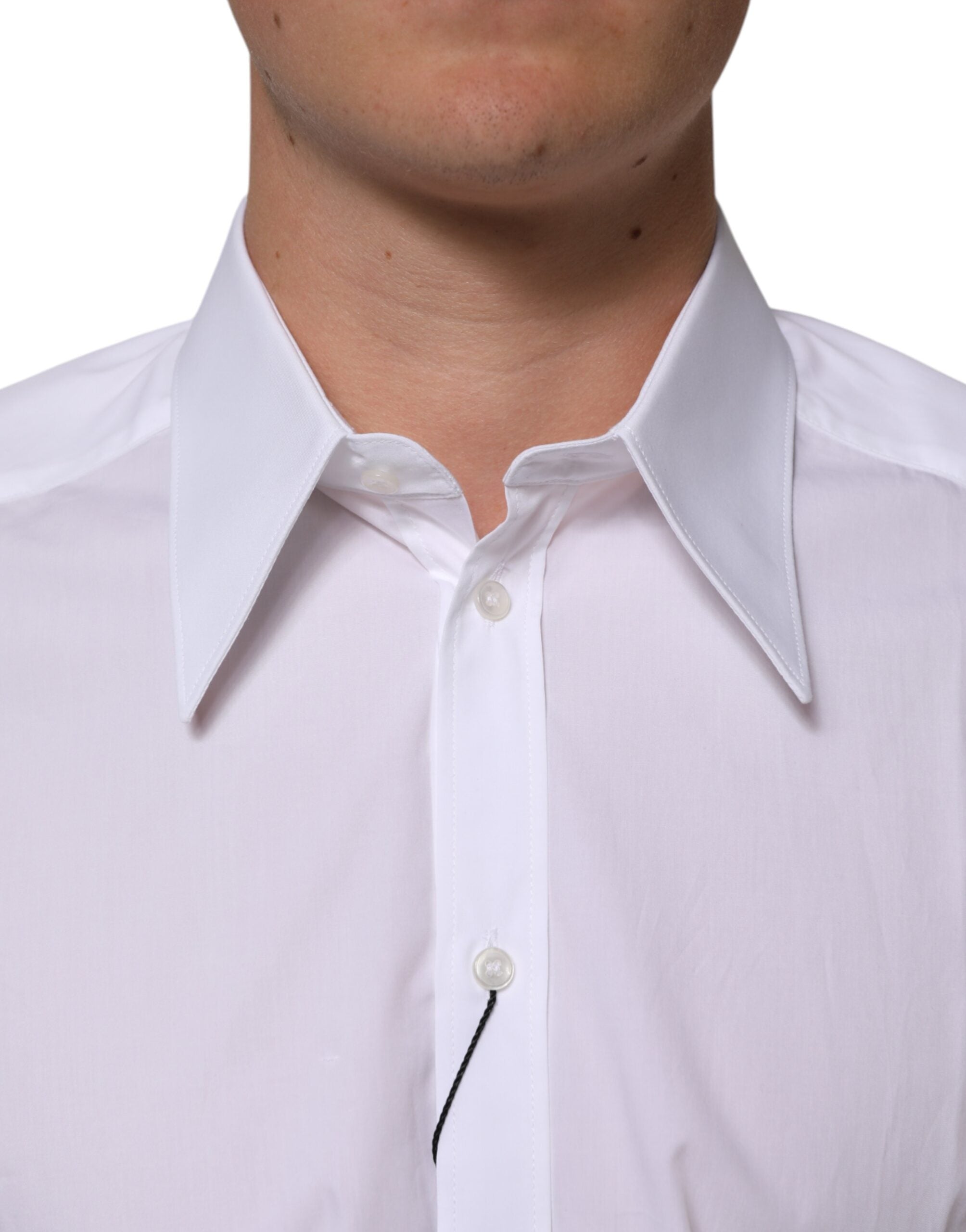 Dolce & Gabbana Weiß Baumwolle Slim Fit Kleid Formal Männer Hemd